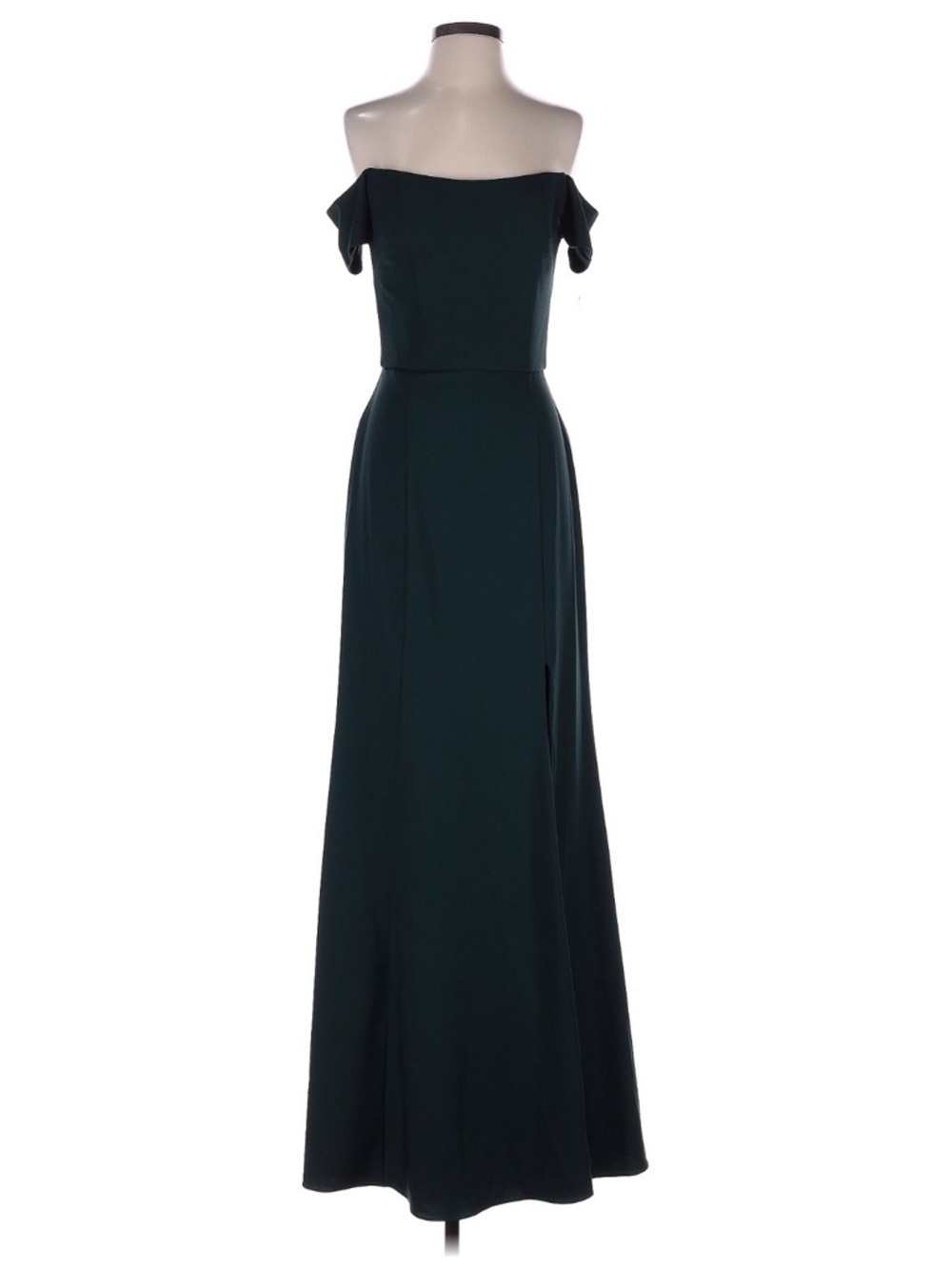 Amsale Emerald Off-the-Shoulder Evening Gown